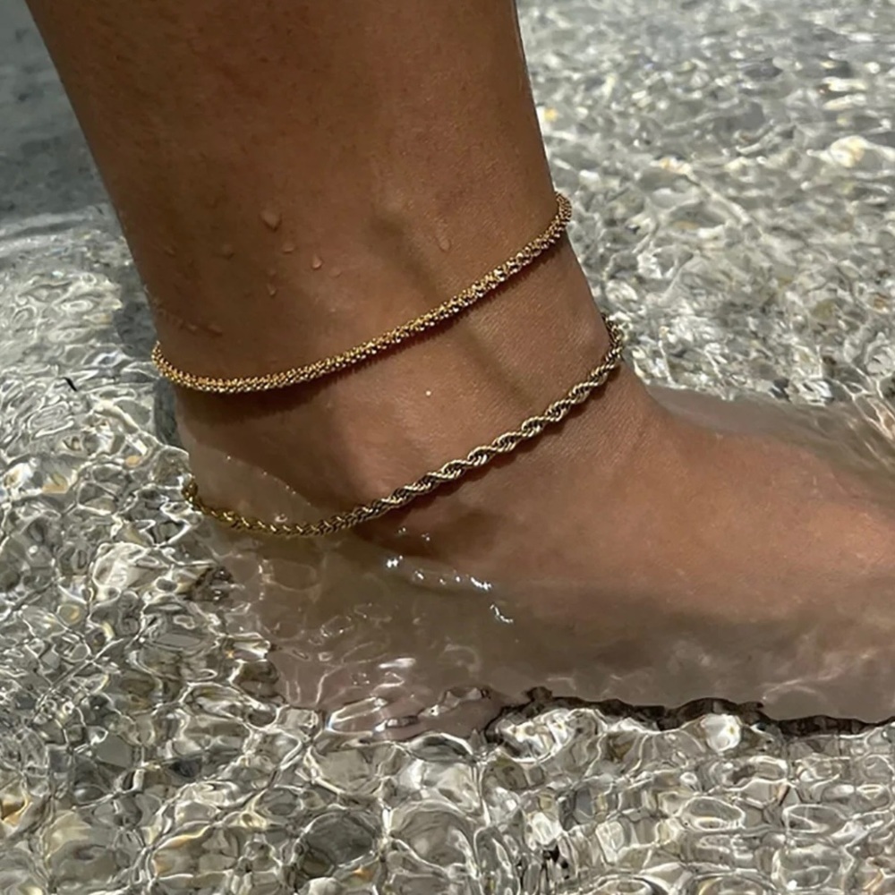 Minimalist Gold Rope Chain Anklet